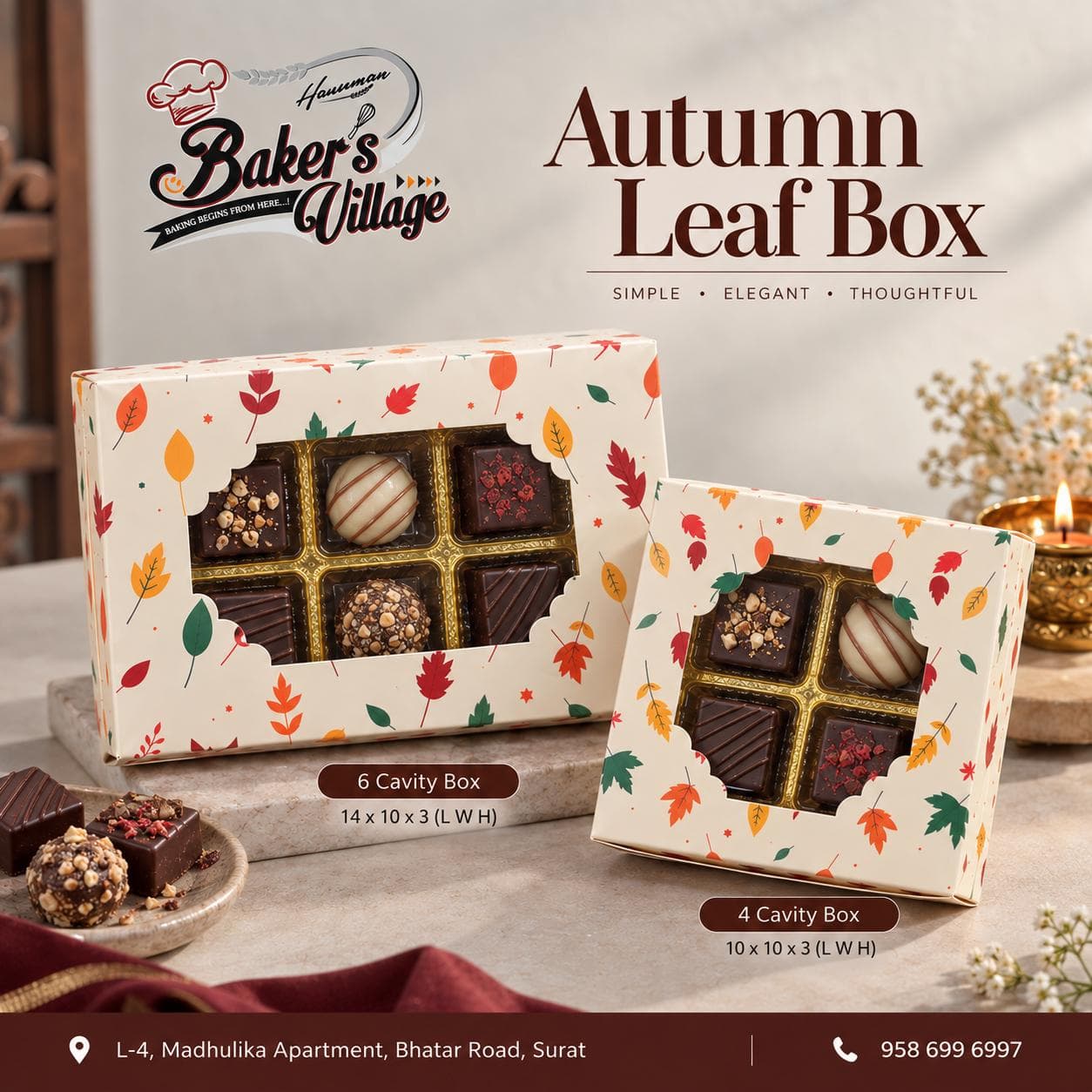 Autumn Leaf Box, 6 Cavity
