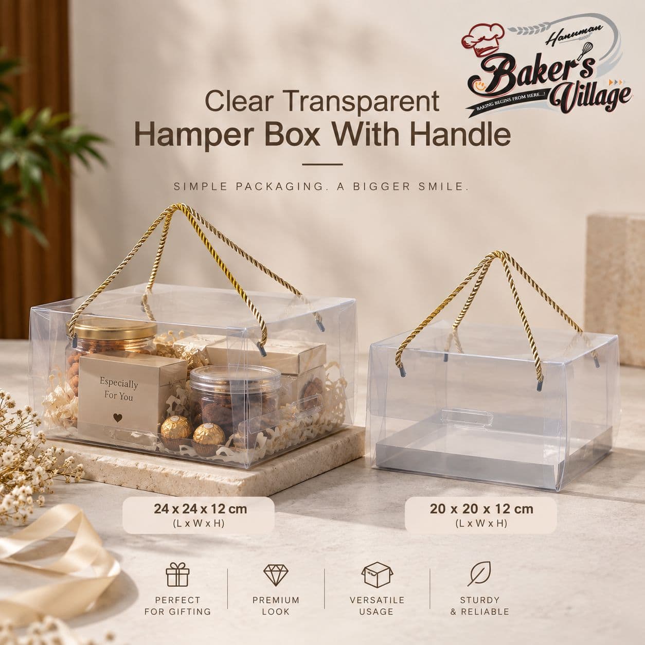Clear Transparent Hamper Box with Handle
