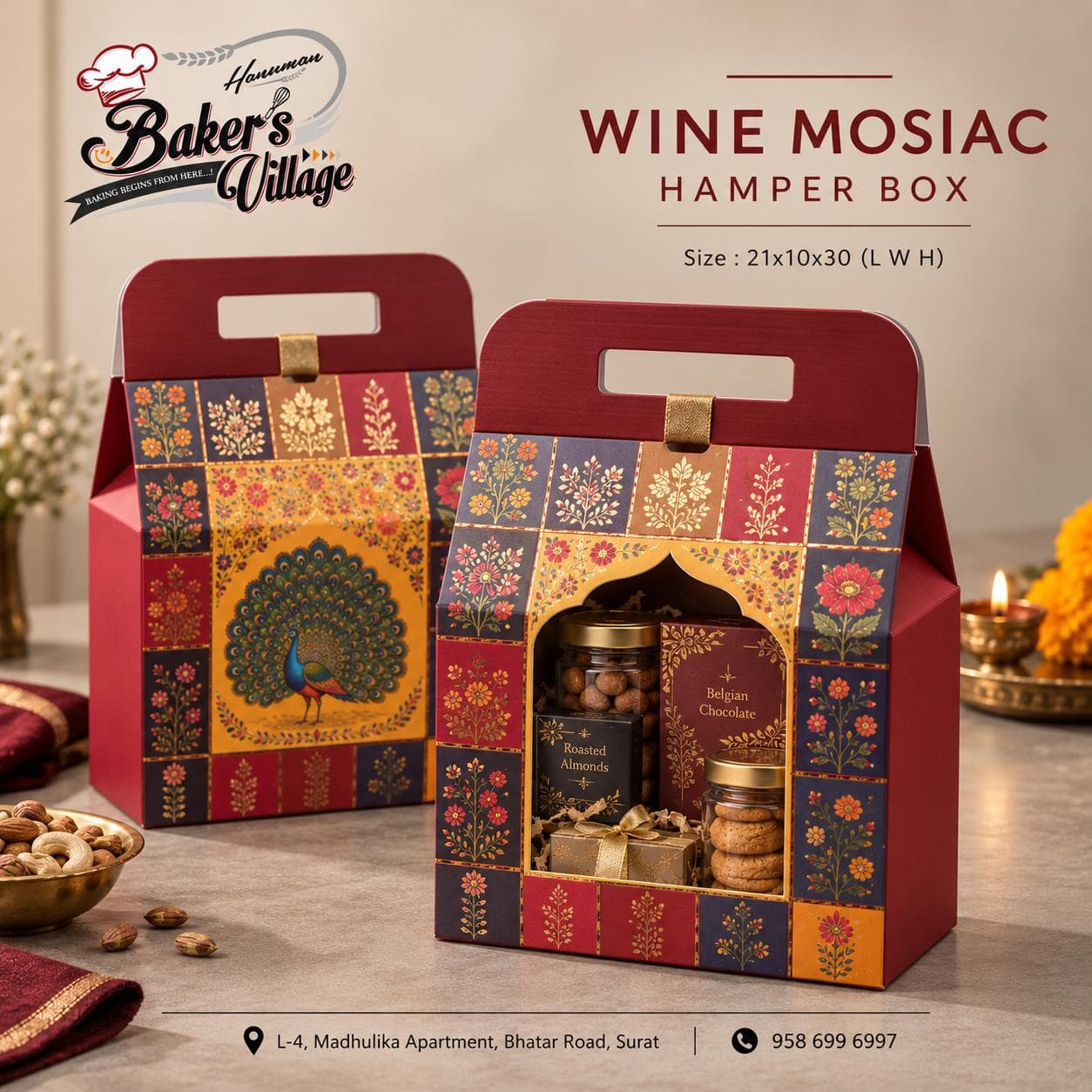Wine Mosaic Hamper Box